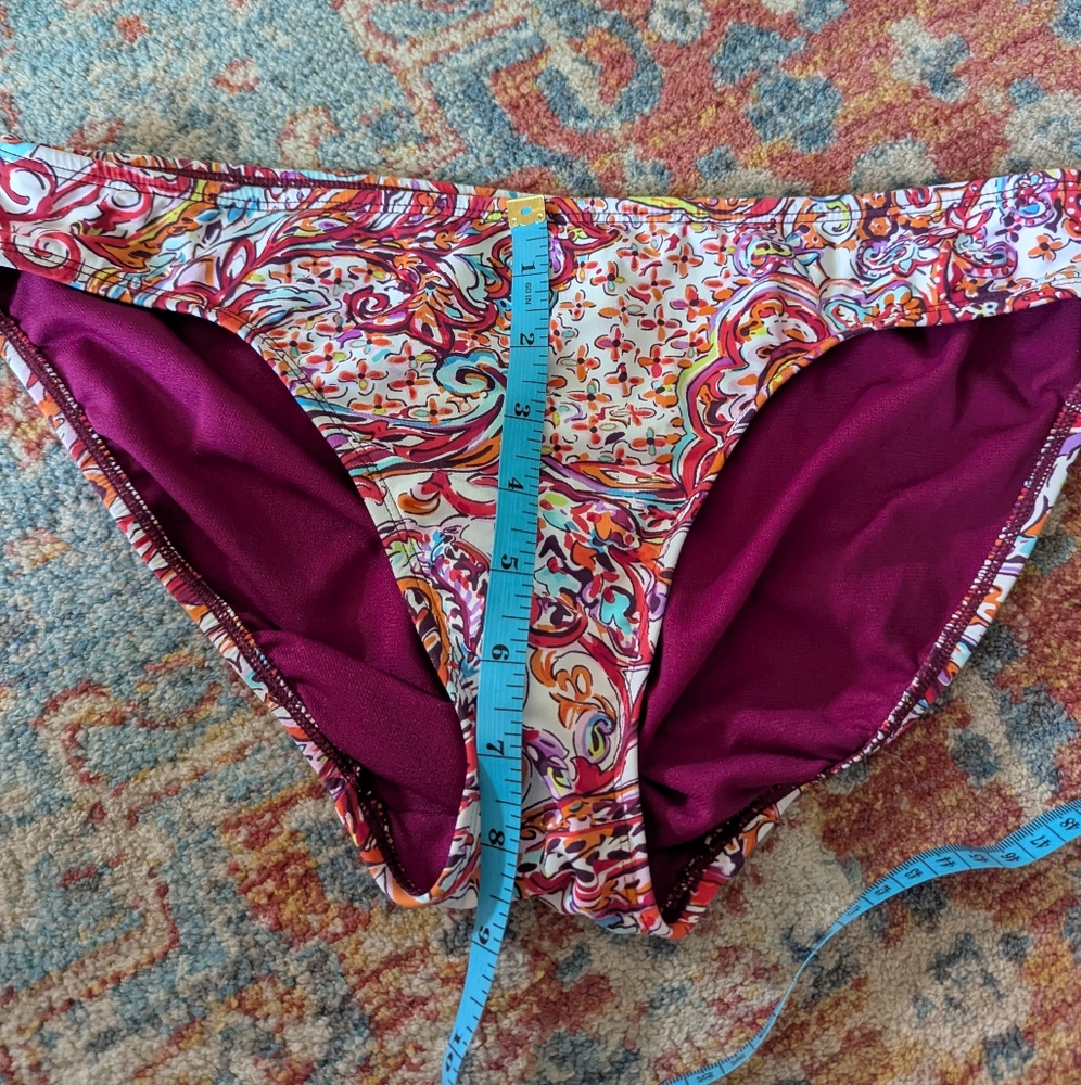 Lauren Ralph Lauren Women's 6 Bikini Swimsuit Bottom Plum Orange Paisley 111 - Picture 7 of 7